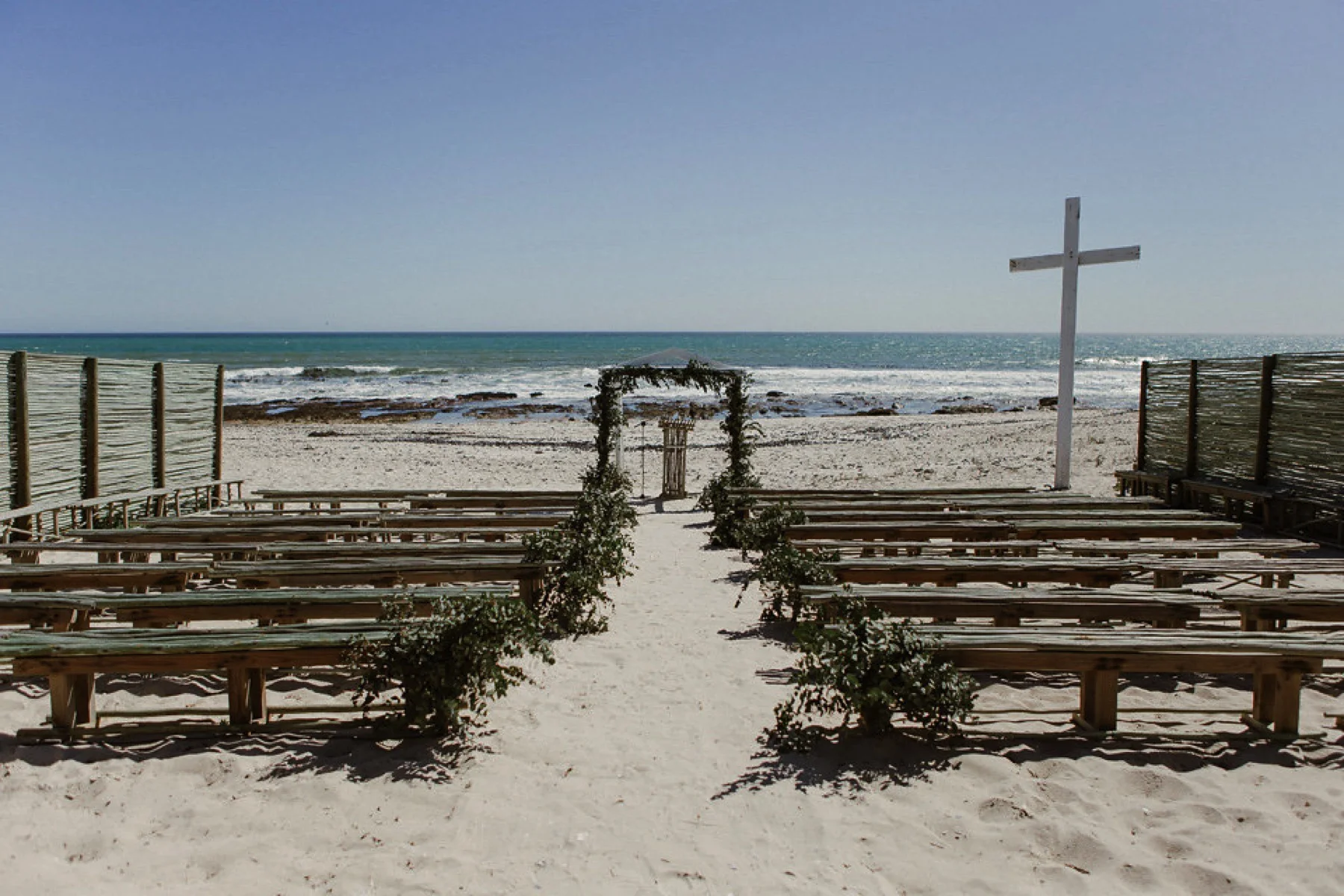 Beachside wedding ceremony at Grootvlei Guest Farm